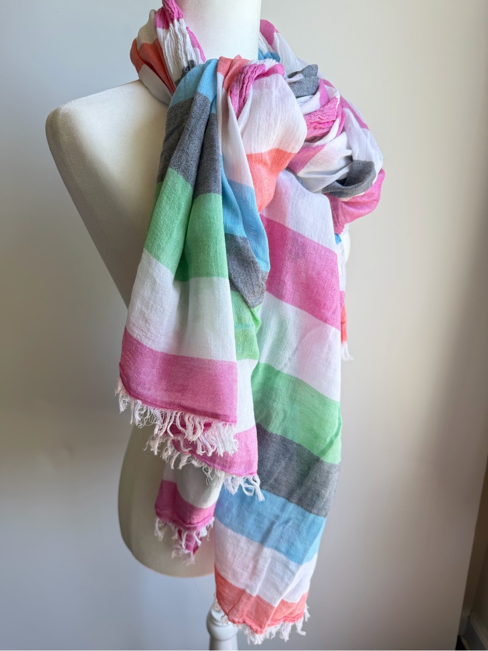 Lululemon Fringed Scarf Wrap Pastel Stripes Beach Sarong